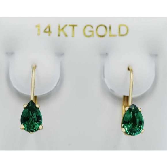 Green Tourmaline 1.26 Cts Dangling Earrings 14k Gold